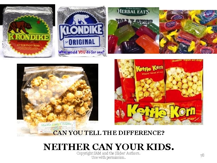 CAN YOU TELL THE DIFFERENCE? NEITHER CAN YOUR KIDS. Copyright SAM and the Slides'