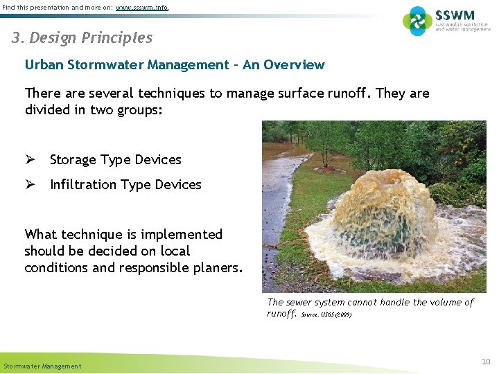 Find this presentation and more on: www. ssswm. info. 3. Design Principles Urban Stormwater