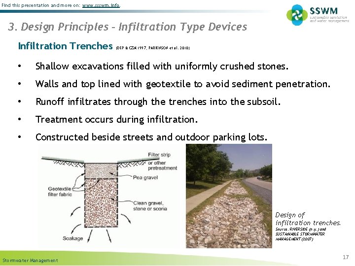 Find this presentation and more on: www. ssswm. info. 3. Design Principles – Infiltration