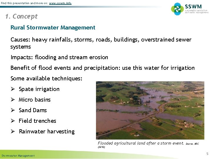 Find this presentation and more on: www. ssswm. info. 1. Concept Rural Stormwater Management