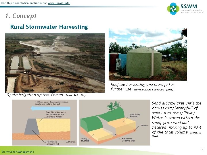 Find this presentation and more on: www. ssswm. info. 1. Concept Rural Stormwater Harvesting