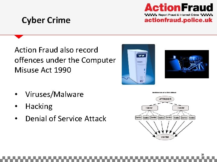 Cyber Crime Action Fraud also record offences under the Computer Misuse Act 1990 •