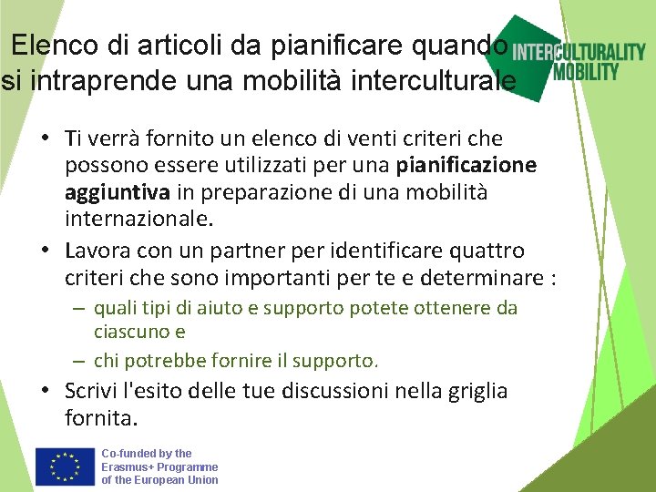 Elenco di articoli da pianificare quando si intraprende una mobilità interculturale • Ti verrà