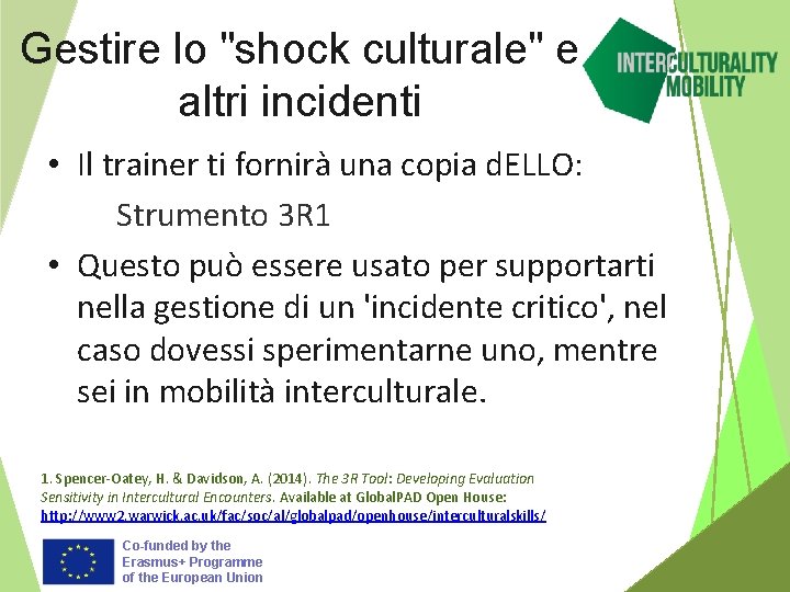 Gestire lo "shock culturale" e altri incidenti • Il trainer ti fornirà una copia