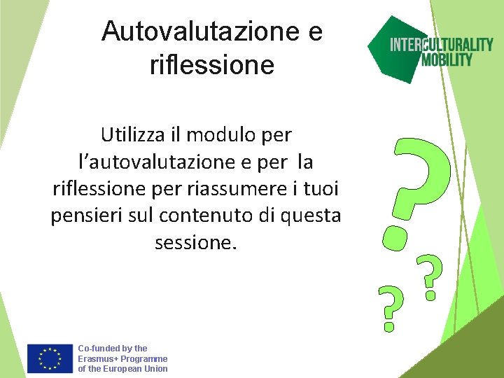 Autovalutazione e riflessione Utilizza il modulo per l’autovalutazione e per la riflessione per riassumere