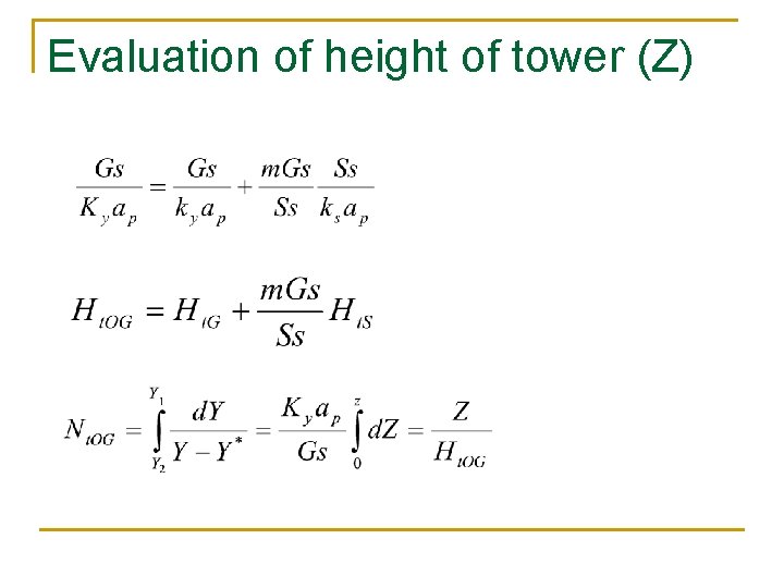 Evaluation of height of tower (Z) 