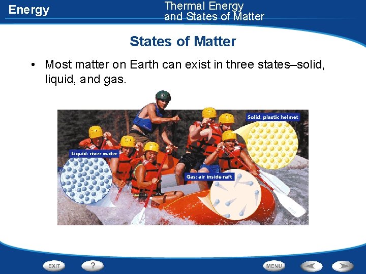 Energy Thermal Energy and States of Matter • Most matter on Earth can exist Energy Thermal Energy and States of Matter • Most matter on Earth can exist