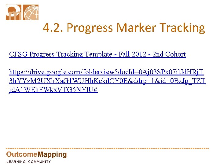 4. 2. Progress Marker Tracking CFSG Progress Tracking Template - Fall 2012 - 2