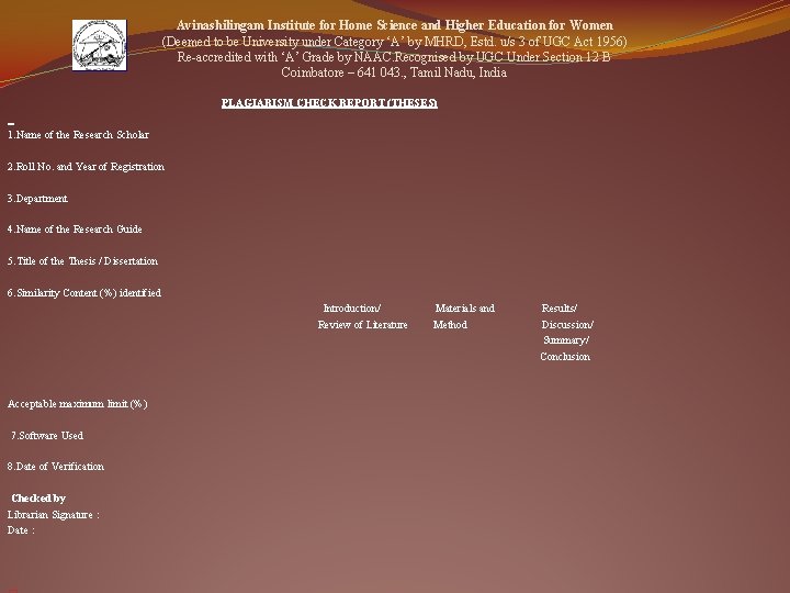 Avinashilingam Institute for Home Science and Higher Education for Women (Deemed to be University