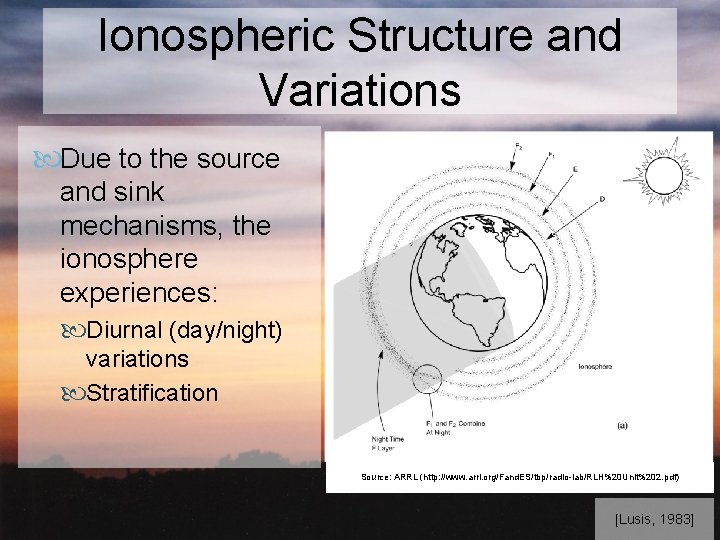 Ionospheric Structure and Variations Due to the source and sink mechanisms, the ionosphere experiences: