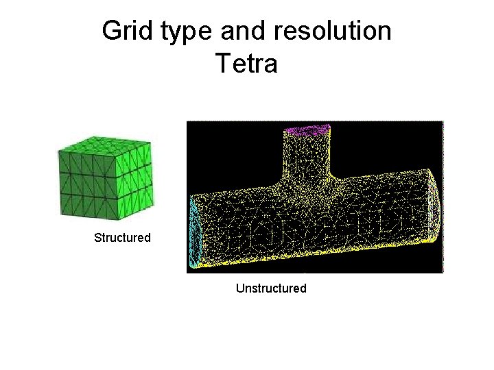 Grid type and resolution Tetra Structured Unstructured 