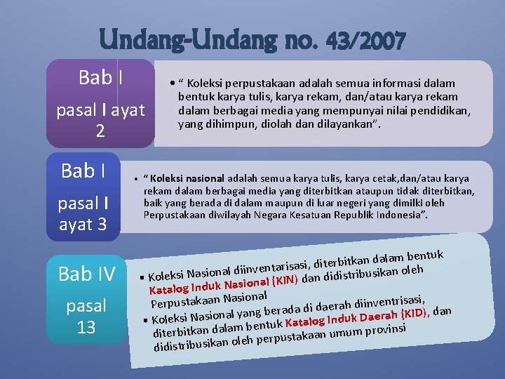 Undang-Undang no. 43/2007 Bab I pasal I ayat 2 Bab I pasal I ayat