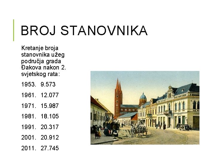 BROJ STANOVNIKA Kretanje broja stanovnika užeg područja grada Đakova nakon 2. svjetskog rata: 1953.