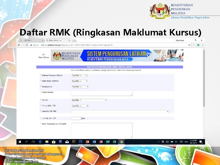 Daftar RMK (Ringkasan Maklumat Kursus) 