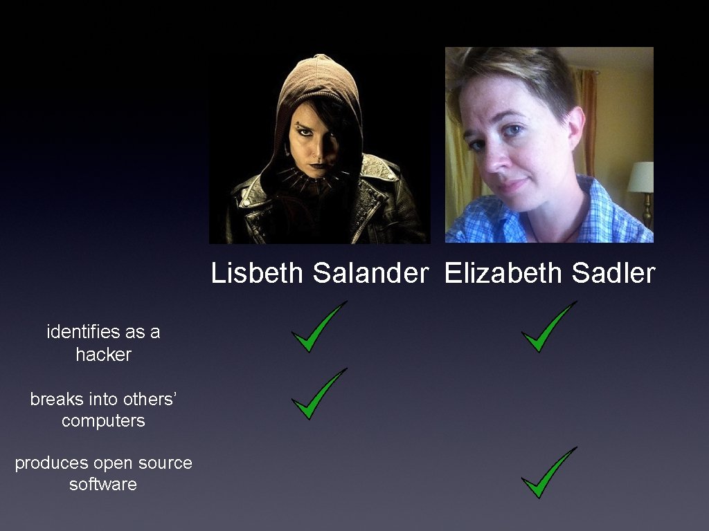 Lisbeth Salander Elizabeth Sadler identifies as a hacker breaks into others’ computers produces open