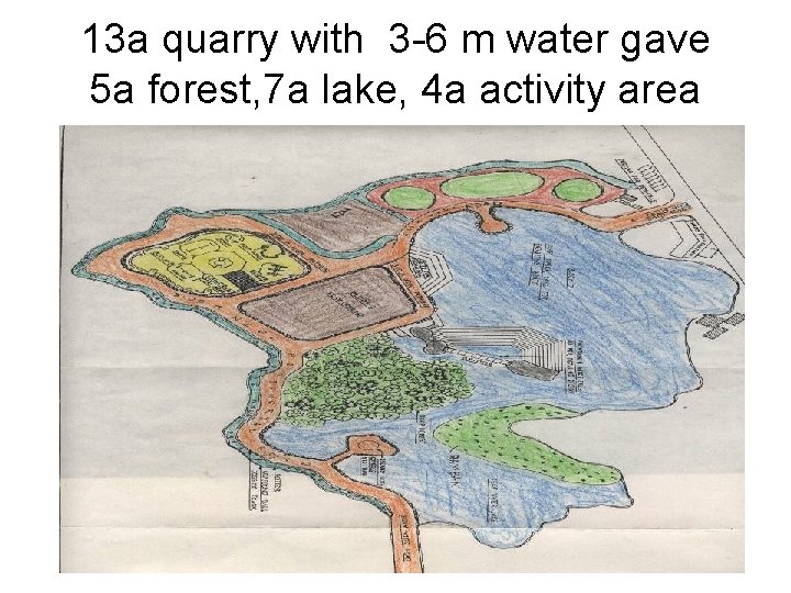 13 a quarry with 3 -6 m water gave 5 a forest, 7 a