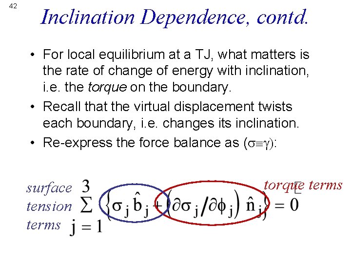 42 Inclination Dependence, contd. • For local equilibrium at a TJ, what matters is