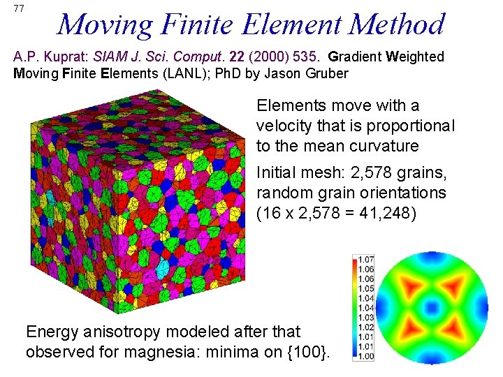 77 Moving Finite Element Method A. P. Kuprat: SIAM J. Sci. Comput. 22 (2000)