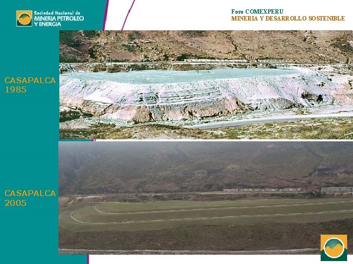 Foro COMEXPERU MINERIA Y DESARROLLO SOSTENIBLE CASAPALCA 1985 CASAPALCA 2005 