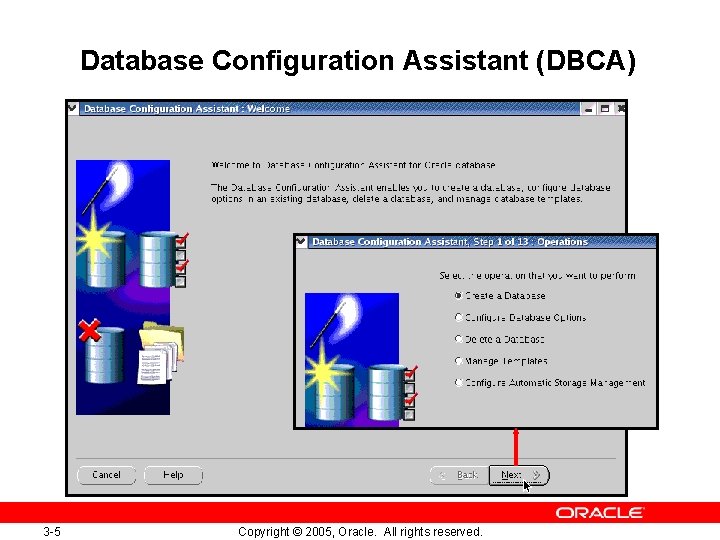 Database Configuration Assistant (DBCA) 3 -5 Copyright © 2005, Oracle. All rights reserved. 