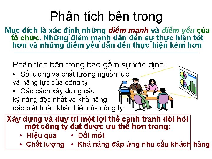 Phân tích bên trong Mục đích là xác định những điểm mạnh và điểm