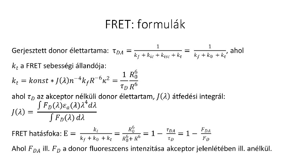 FRET: formulák • 