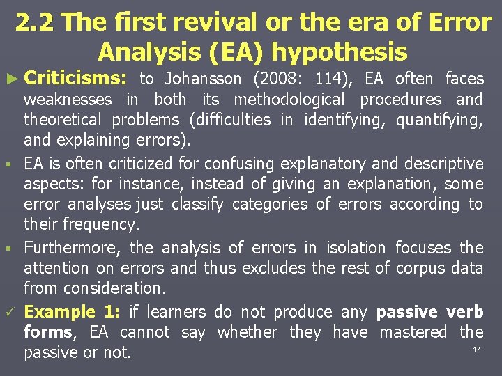 2. 2 The first revival or the era of Error Analysis (EA) hypothesis ►