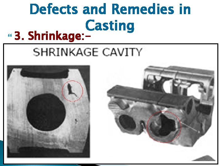  3. Defects and Remedies in Casting Shrinkage: - 