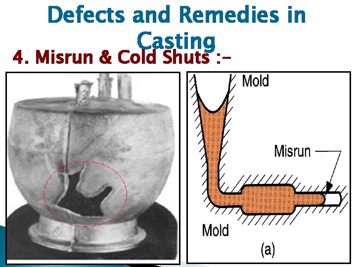 Defects and Remedies in Casting 4. Misrun & Cold Shuts : - 