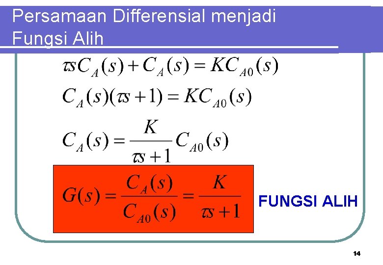 Persamaan Differensial menjadi Fungsi Alih FUNGSI ALIH 14 