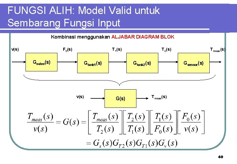 FUNGSI ALIH: Model Valid untuk Sembarang Fungsi Input Kombinasi menggunakan ALJABAR DIAGRAM BLOK v(s)