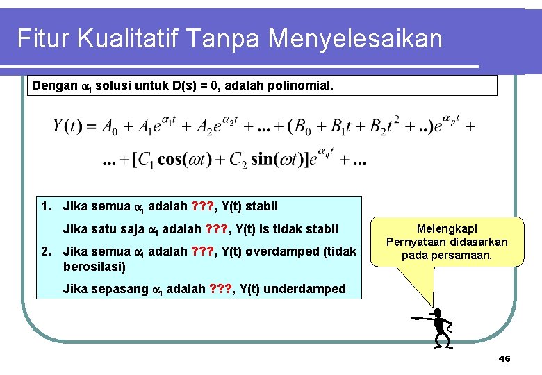 Fitur Kualitatif Tanpa Menyelesaikan Dengan i solusi untuk D(s) = 0, adalah polinomial. 1.