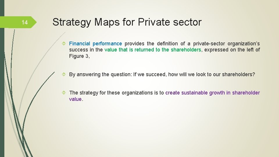 14 Strategy Maps for Private sector Financial performance provides the definition of a private-sector