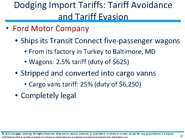 Dodging Import Tariffs: Tariff Avoidance and Tariff Evasion • Ford Motor Company • Ships