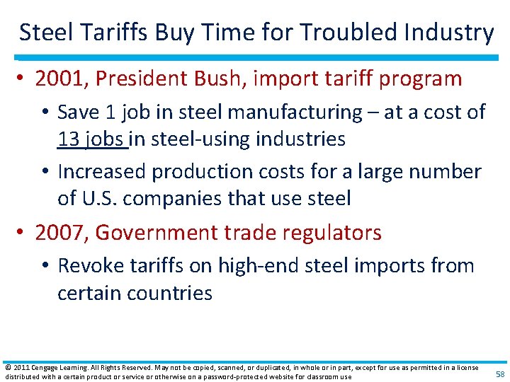 Steel Tariffs Buy Time for Troubled Industry • 2001, President Bush, import tariff program