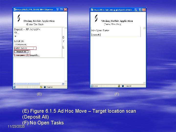 (E) (F) (E) Figure 6. 1. 5 Ad Hoc Move – Target location scan