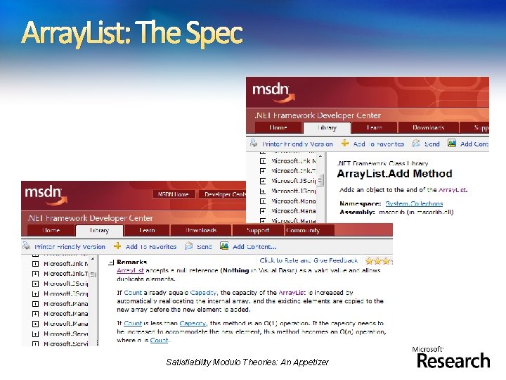 Array. List: The Spec Satisfiability Modulo Theories: An Appetizer 