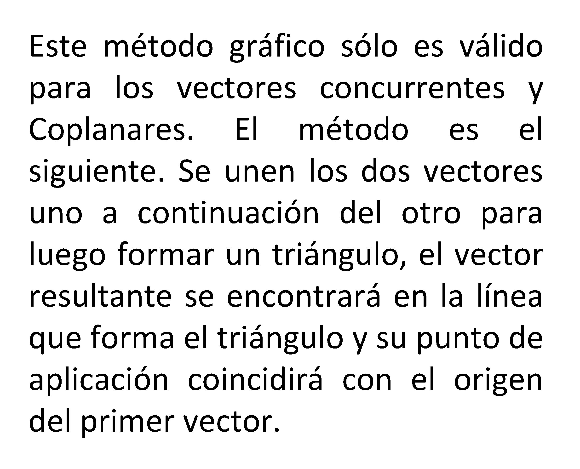 Este método gráfico sólo es válido para los vectores concurrentes y Coplanares. El método