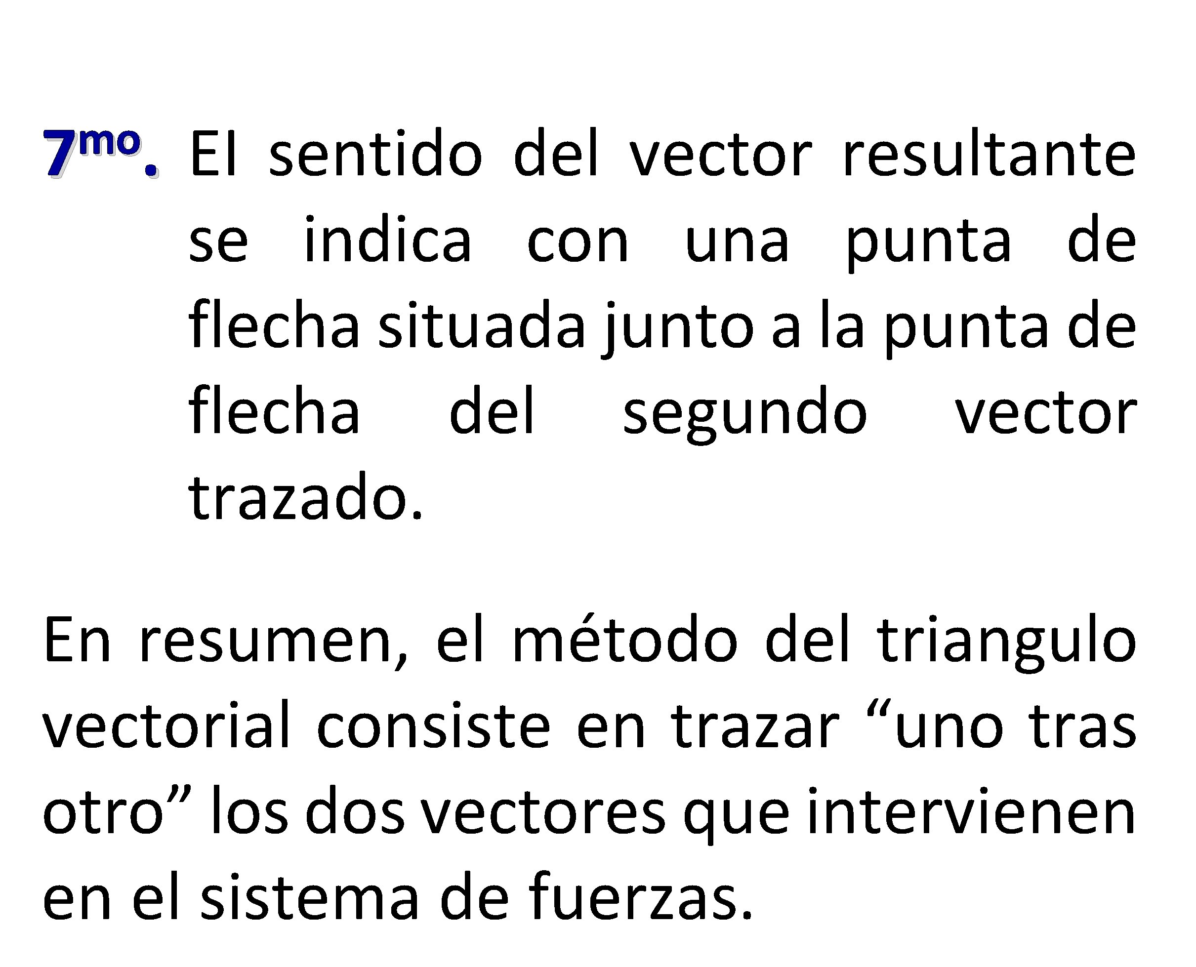 mo 7. EI sentido del vector resultante se indica con una punta de flecha