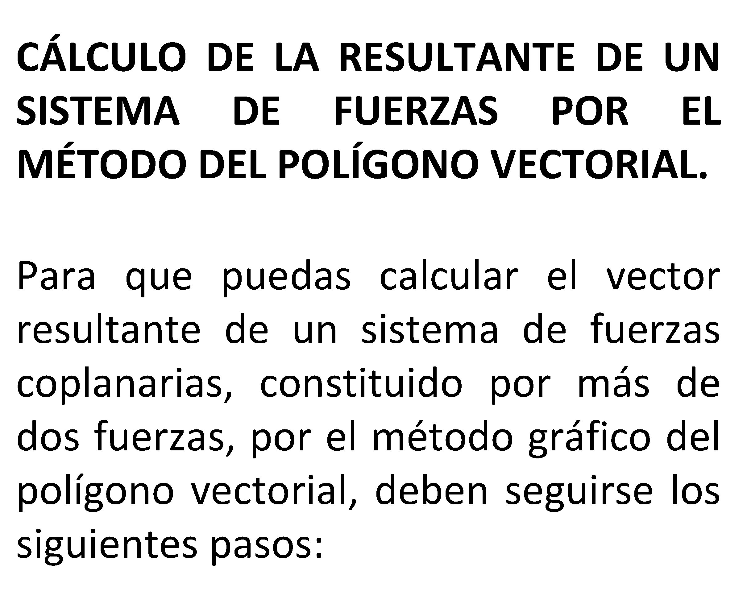 CÁLCULO DE LA RESULTANTE DE UN SISTEMA DE FUERZAS POR EL MÉTODO DEL POLÍGONO