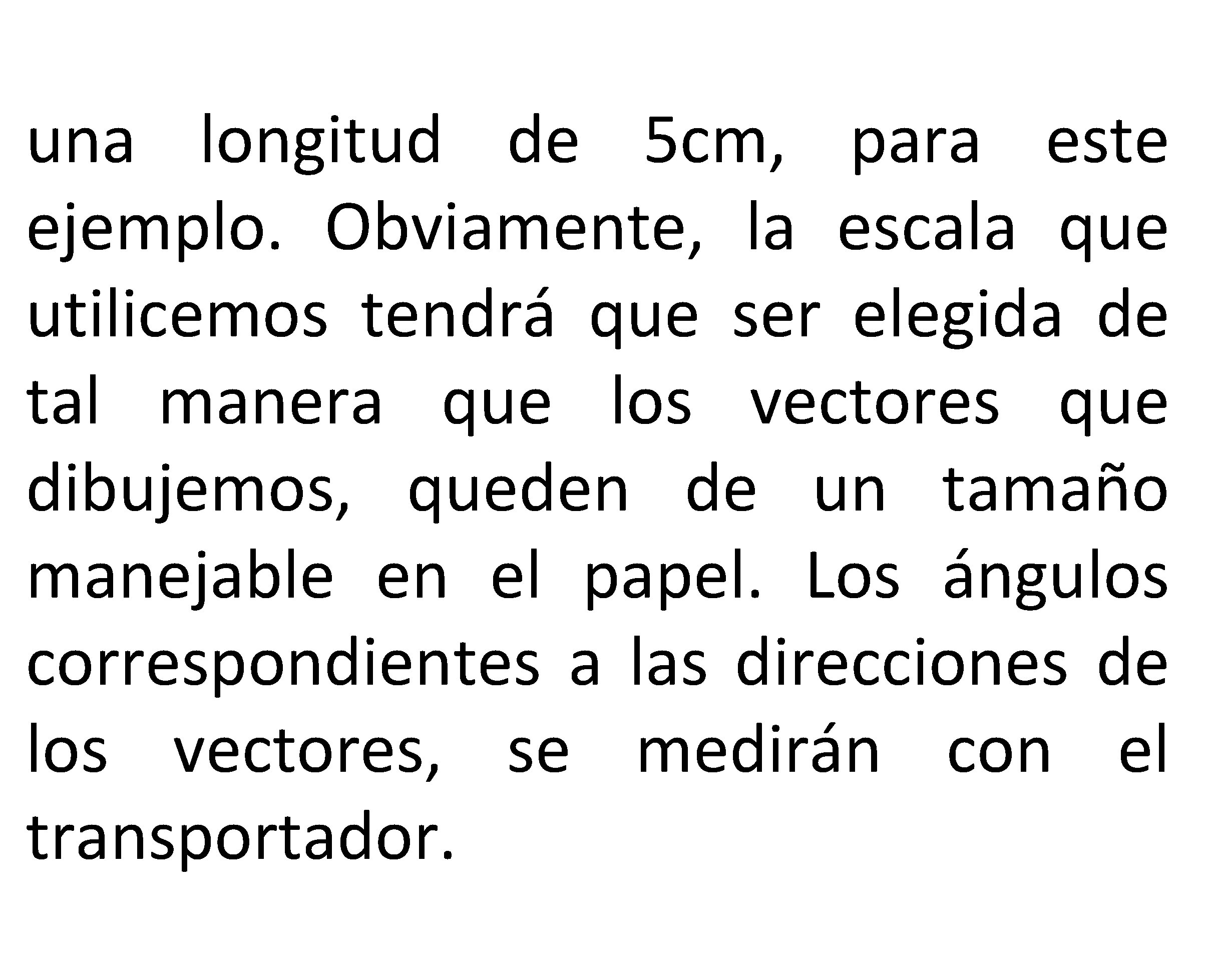 una longitud de 5 cm, para este ejemplo. Obviamente, la escala que utilicemos tendrá