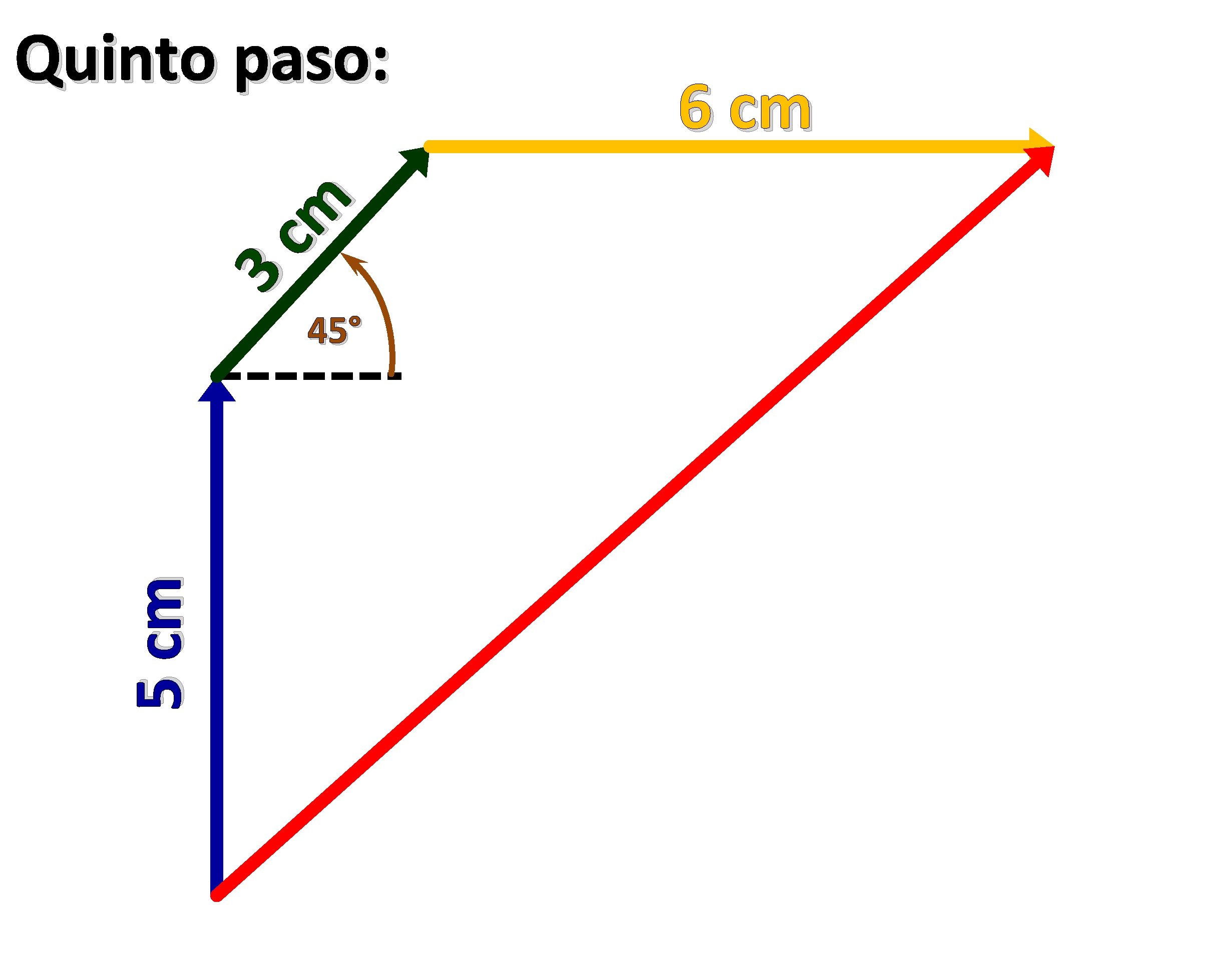 3 cm Quinto paso: 5 cm 45° 6 cm 