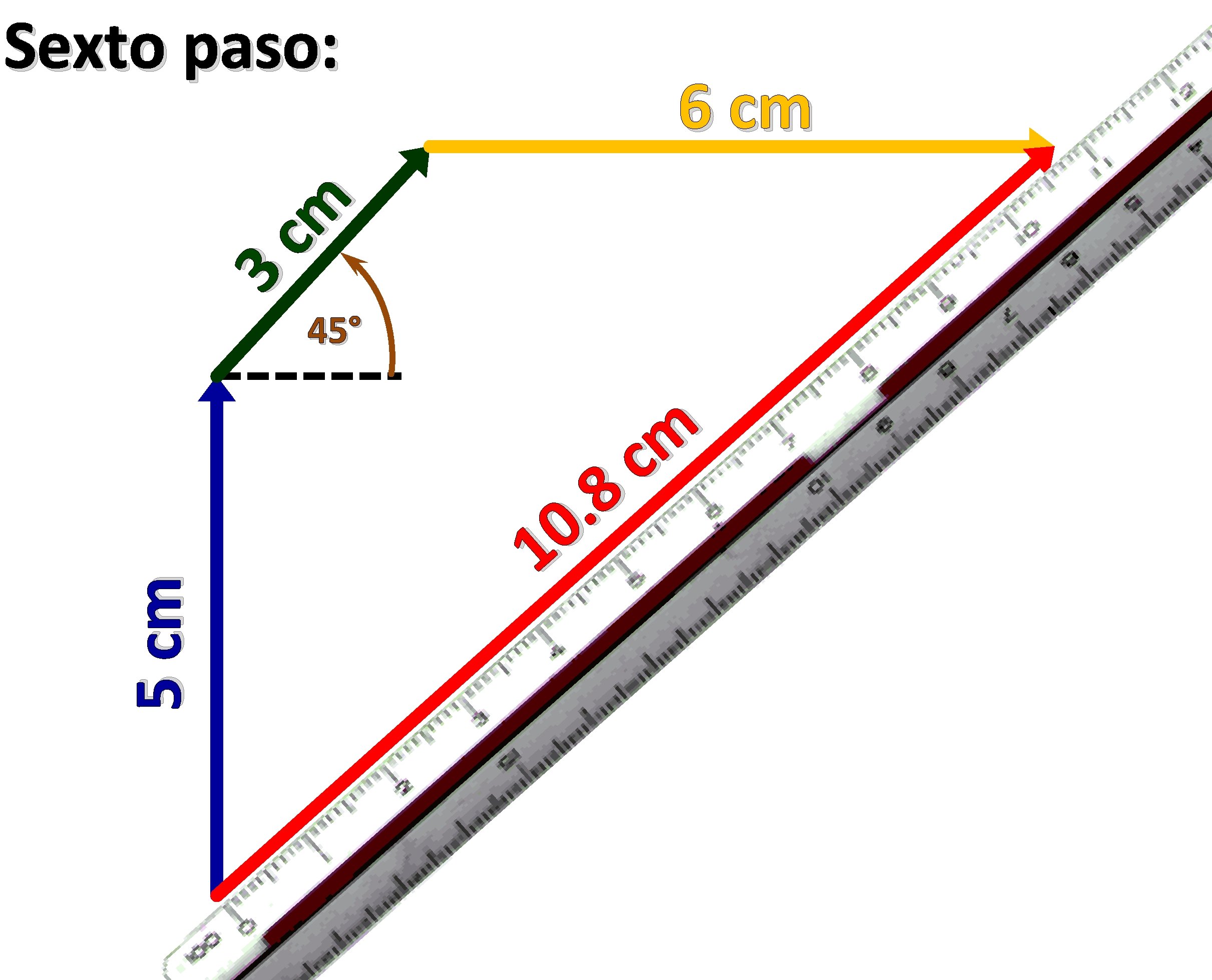 6 cm 3 cm Sexto paso: 5 cm 45° m c 8. 0 1
