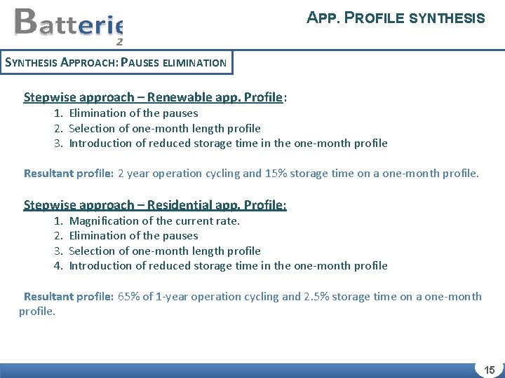 APP. PROFILE SYNTHESIS APPROACH: PAUSES ELIMINATION Stepwise approach – Renewable app. Profile: 1. Elimination