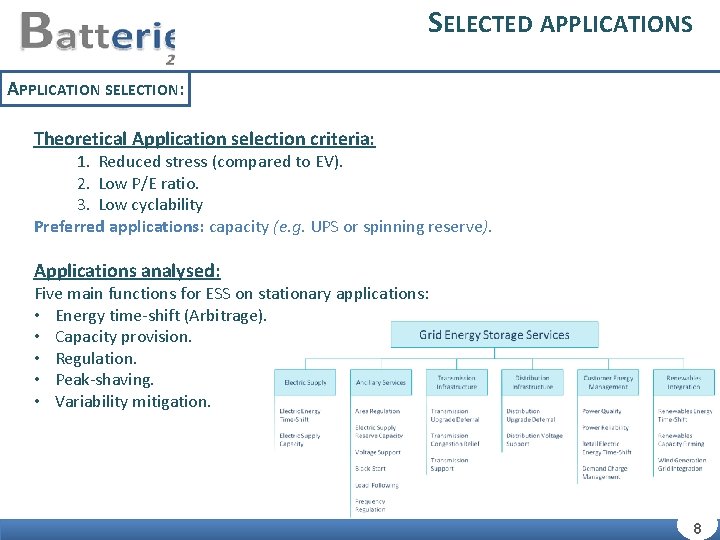 SELECTED APPLICATIONS APPLICATION SELECTION: Theoretical Application selection criteria: 1. Reduced stress (compared to EV).