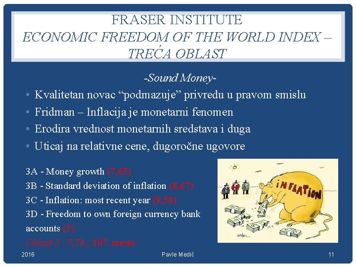 FRASER INSTITUTE ECONOMIC FREEDOM OF THE WORLD INDEX – TREĆA OBLAST • • -Sound