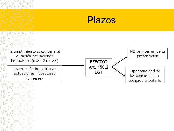 Plazos Incumplimiento plazo general duración actuaciones inspectoras (más 12 meses) Interrupción injustificada actuaciones inspectoras