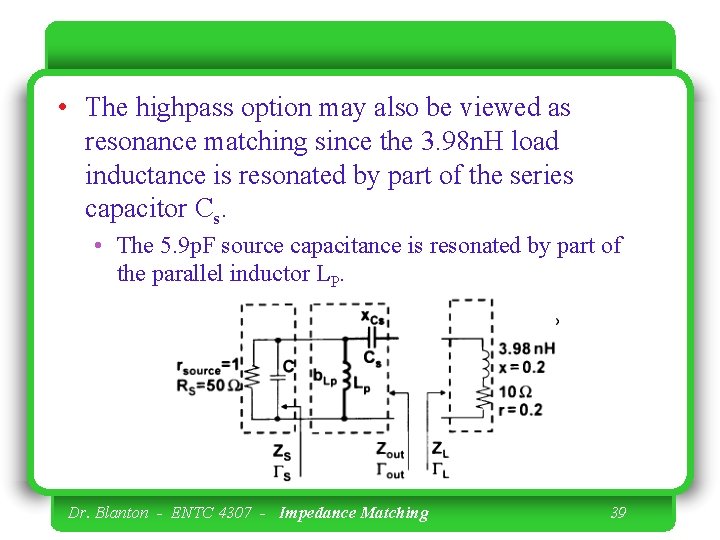  • The highpass option may also be viewed as resonance matching since the