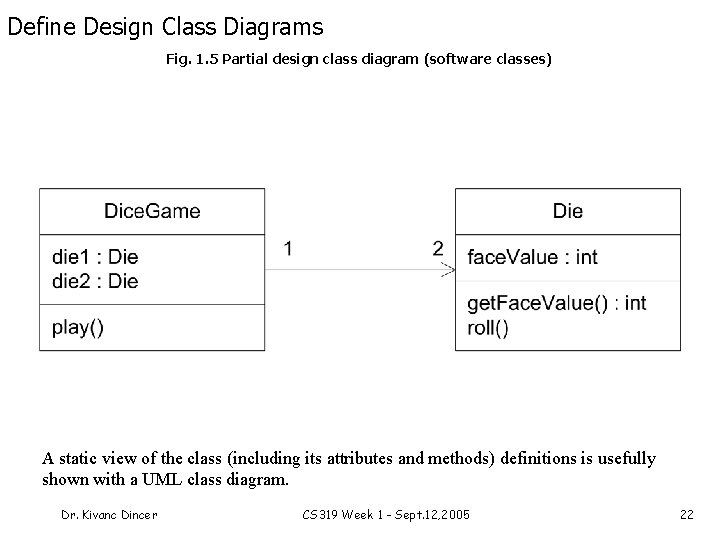 Define Design Class Diagrams Fig. 1. 5 Partial design class diagram (software classes) A