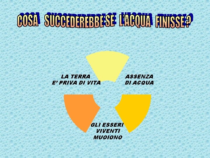 LA TERRA E’ PRIVA DI VITA GLI ESSERI VIVENTI MUOIONO ASSENZA DI ACQUA 